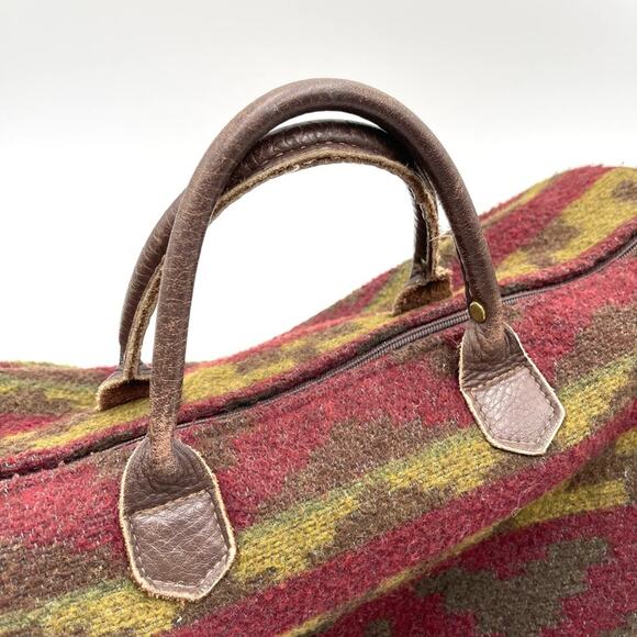 WEEKENDER mini-bag Pendleton & J. Crew style Unbranded VINTAGE leather handle - Picture 8 of 14